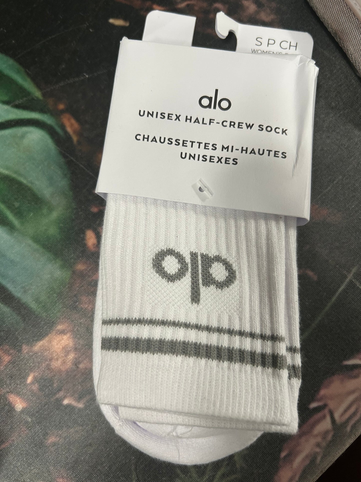 Gray & white Alo socks